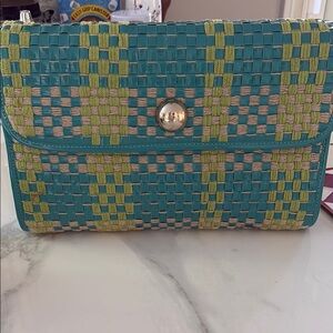 NWT Kate Spade Stylish Woven Clutch in Green and Blue